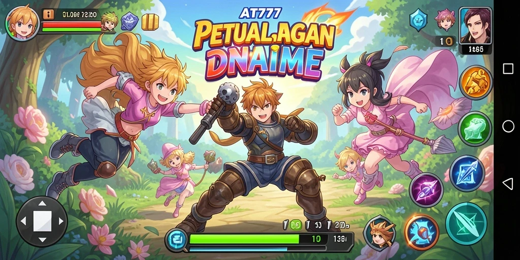 Tangkapan layar game AT777 menampilkan pertarungan karakter Anime yang penuh aksi.