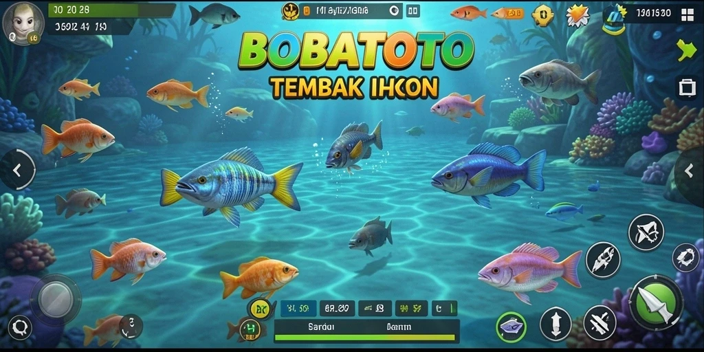 Tampilan gameplay BOBATOTO yang memukau dengan ikan-ikan berwarna-warni.