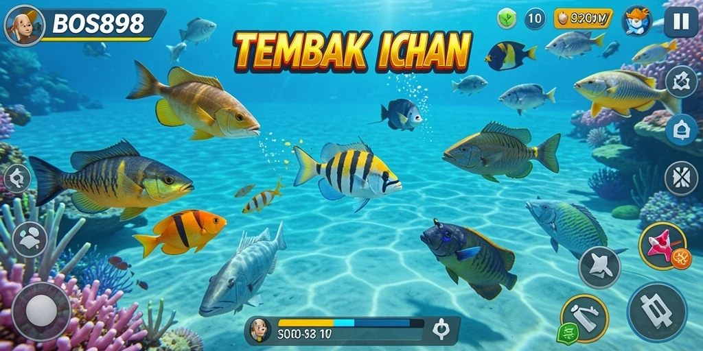 Screenshot BOS898 menampilkan aksi menembak ikan yang seru dan dinamis.
