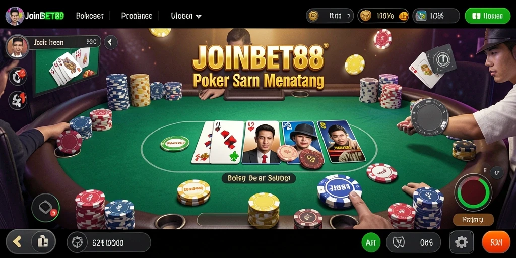 Tampilan gameplay Poker yang seru dan interaktif di JOINBET88.