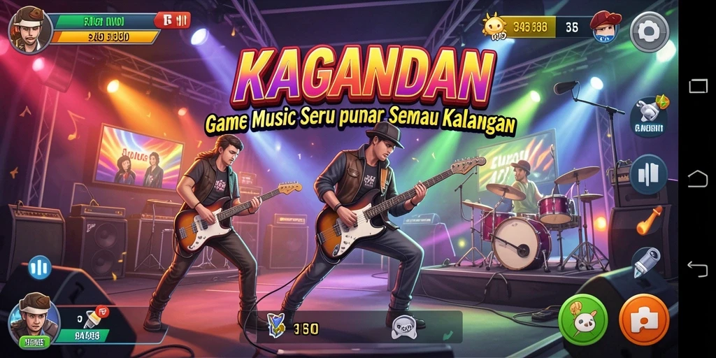 Tampilan gameplay KAGANDAN yang penuh warna dan energik.