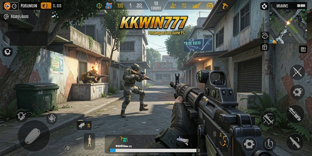 Tampilan gameplay mendebarkan dalam KKWIN777 dengan aksi tembak-menembak seru.