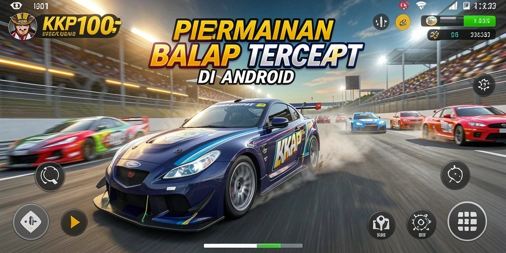Tampilan gameplay seru dari KPK100 saat balapan di trek mendebarkan.