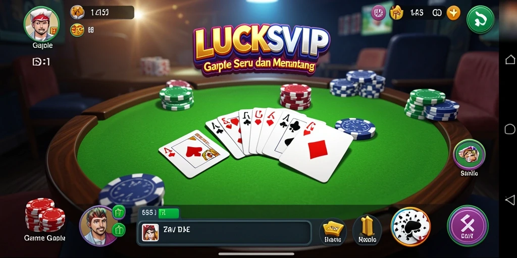 Tampilan gameplay seru dalam LUCKSVIP dengan suasana Gaple yang klasik.