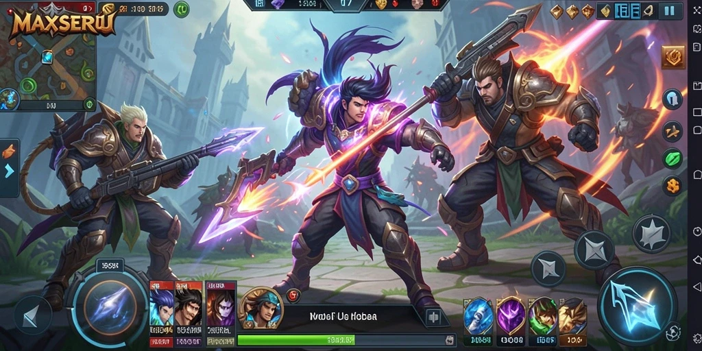 Tampilan gameplay seru dari MAXSERU saat bertarung dalam tim.