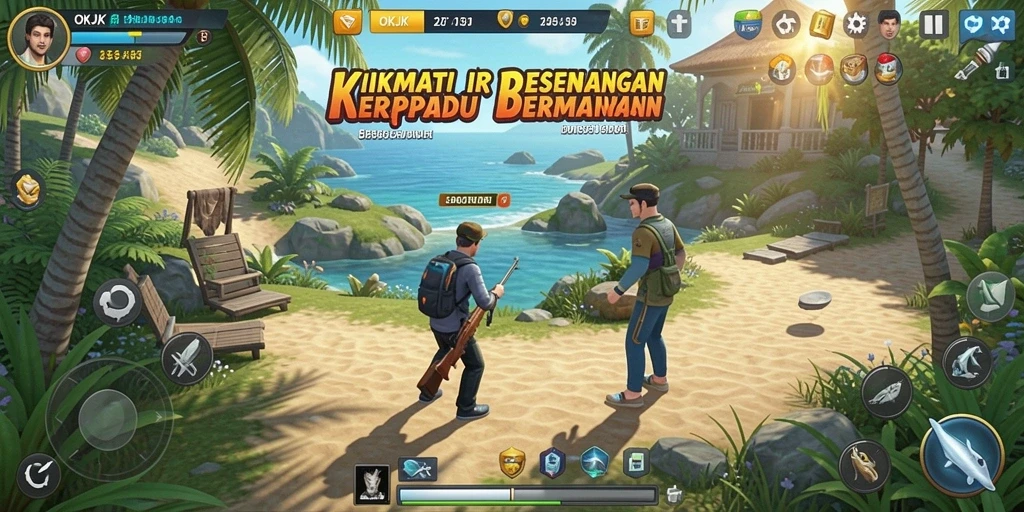 Tampilan menarik gameplay OKJK dengan nuansa santai dan penuh warna.