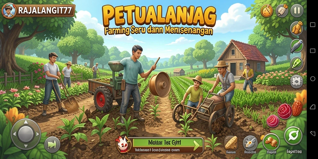 Tampilan gameplay menarik dengan aktivitas pertanian.
