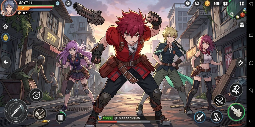 Screenshot menampilkan aksi seru karakter dalam permainan Anime SPY77.