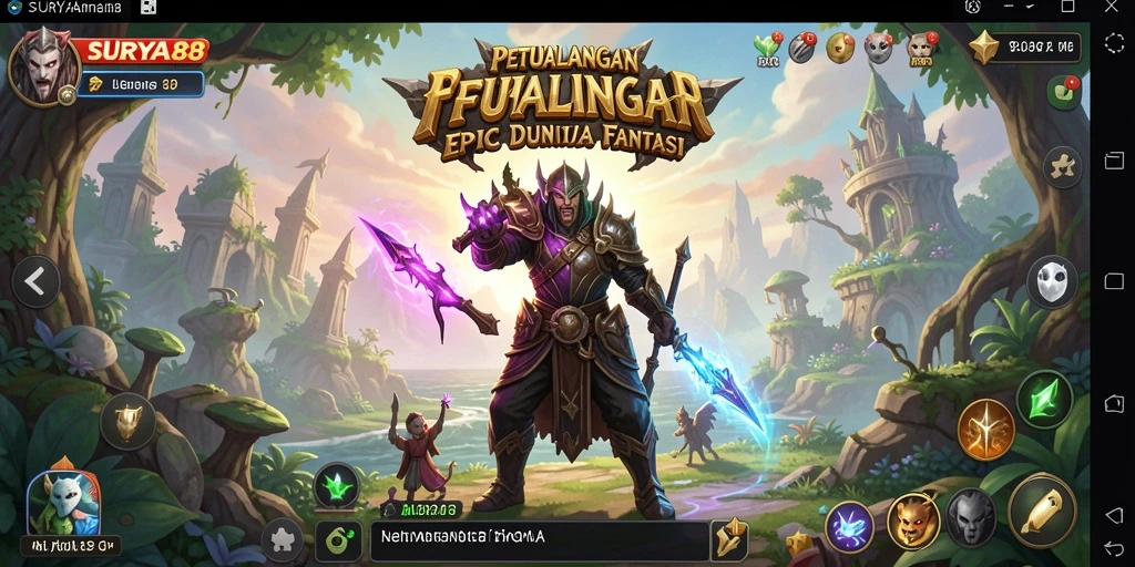 Tampilan gameplay <strong>SURYA88</strong> yang penuh aksi dalam pertempuran RPG.