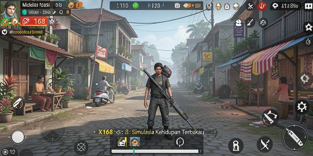 Screenshot X168 menampilkan gameplay simulation yang memukau dan interaksi karakter.